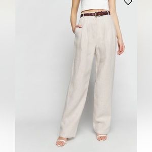 Reformation Mason Linen Pants in Oatmeal